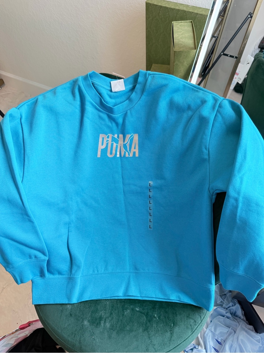 Puma womens Crewneck Sweatshirt in Aqua Blue